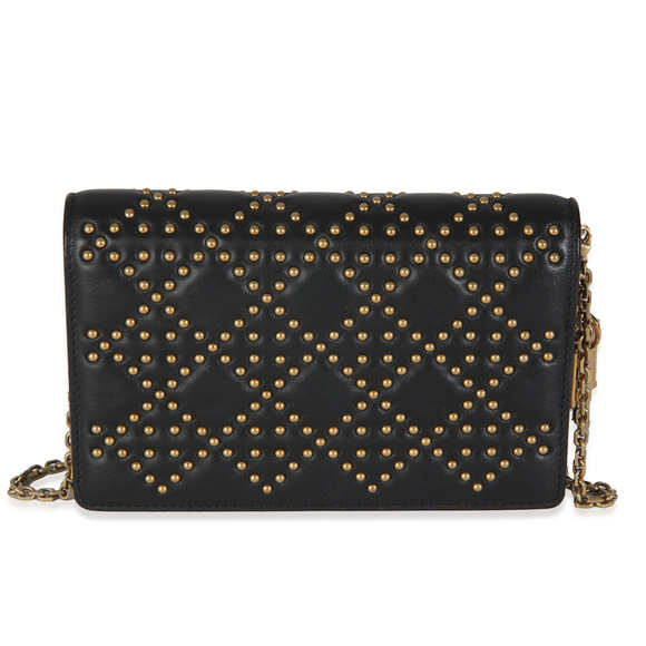 Christian Dior Handbags - Christian Dior Black Studded Lady Dior Wallet On Chain